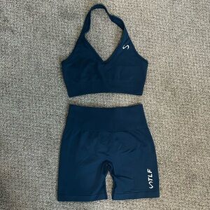 Navy two piece work out set